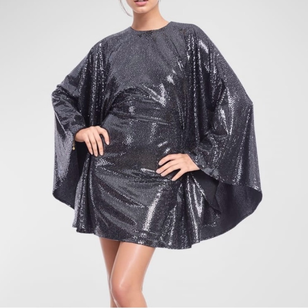 One33 Social Metallic Cape Sleeve Mini Dress | Neiman Marcus